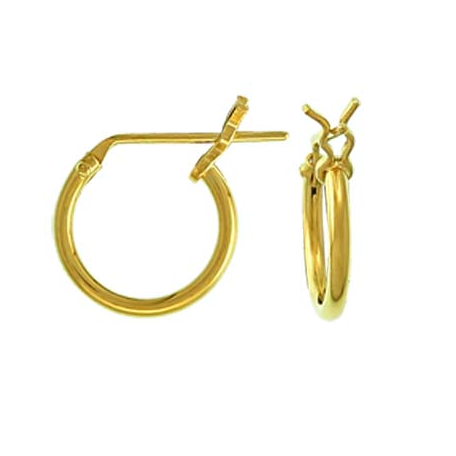 Sterling Silver 14Kt Gold Plated L Hoop Earrings
