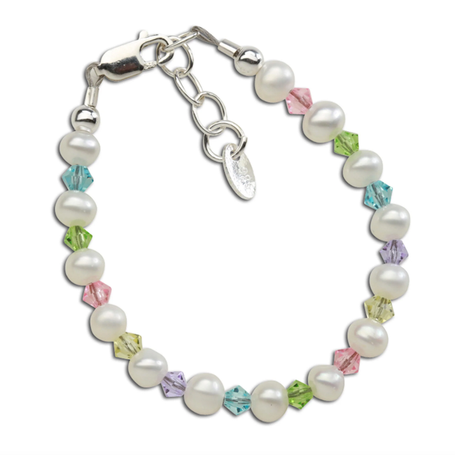 Daniela Sterling Silver Pearl Bracelet With Multi Crystals