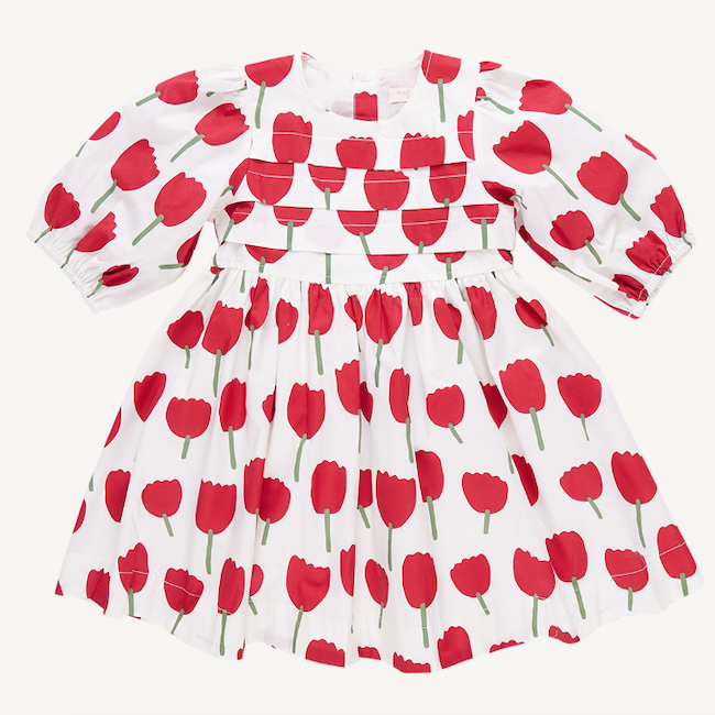 Evelyn Dress - Red Tulips
