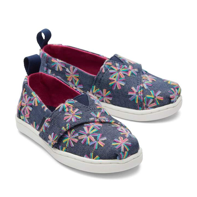 Alpargata Classic Navy Embroidered Floral Toddler Shoe