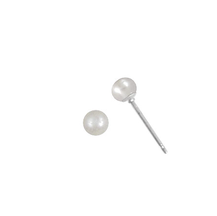 Sterling Silver White Pearl Stud Earrings