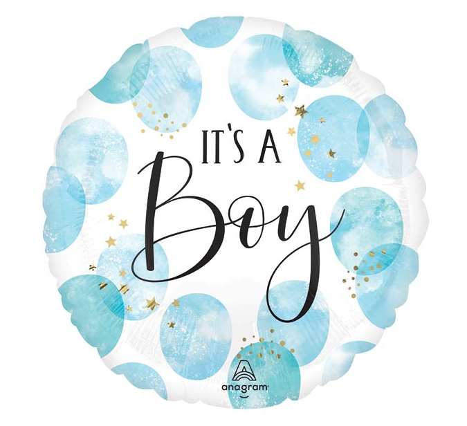 Watercolor Baby Boy  Balloon 17"
