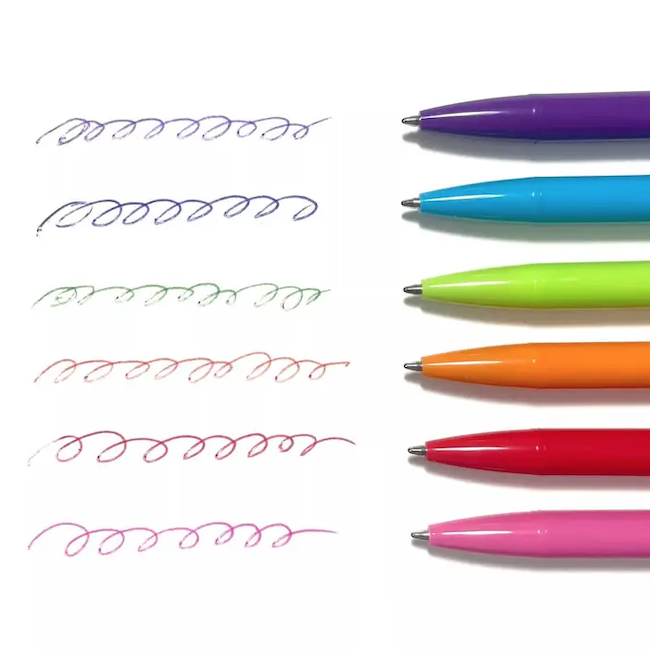 Bright Writers Colored Ballpoint Pens - Set of 6