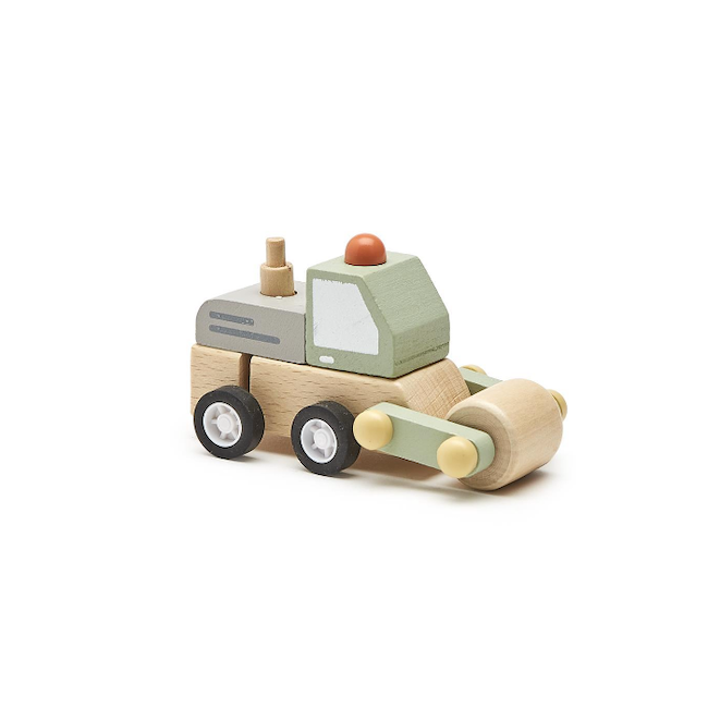 Construction Vehicle Hand-Crafted Wooden Wind-Up Truck