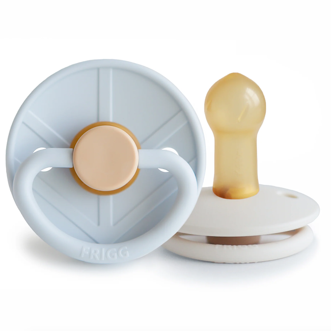 FRIGG Little Viking Natural Rubber Pacifier 2-Pack in Powder Blue/Cream