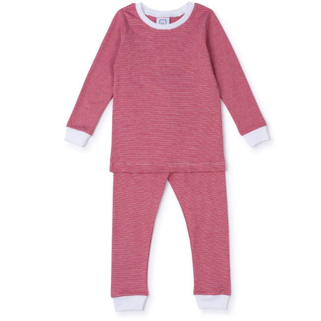 Grayson Pajama Set In Red And White Stripes