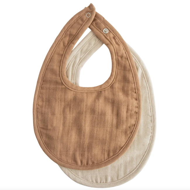 Muslin Bib 2 - Pack In Tan/Fog