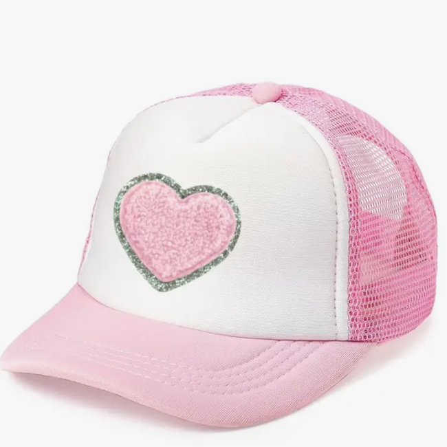 Heart Patch Trucker Hat - Pink/White
