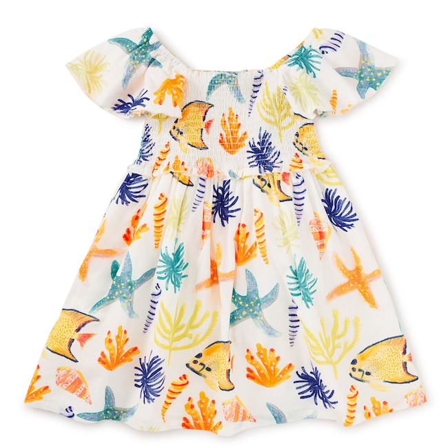 Flutter Sleeve Smocked Dress