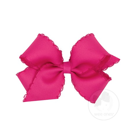 Medium Grosgrain Bow With Matching Moonstitch Edge - Shocking Pink