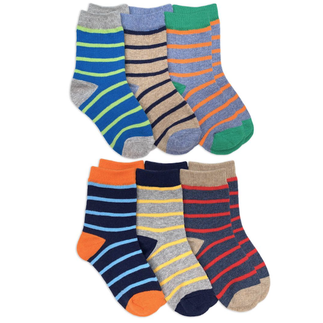 Stripe Pattern Crew Socks 6 Pack