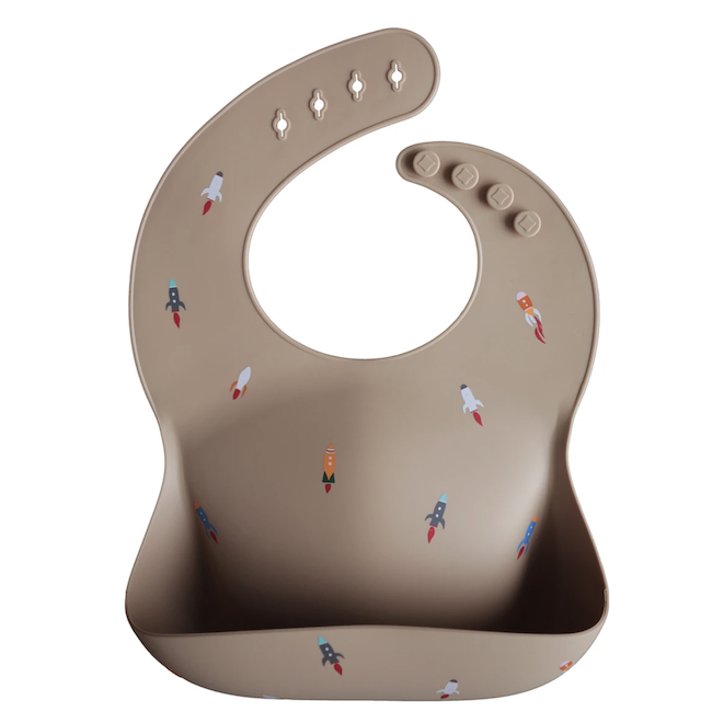 Silicone Baby Bib - Rocket Ships