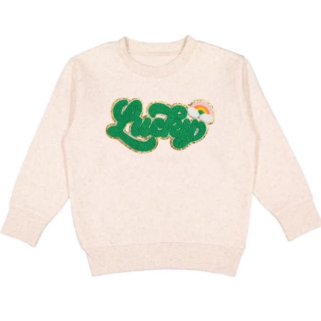 Lucky Girl Script Patch St. Patrick's Day Sweatshirt