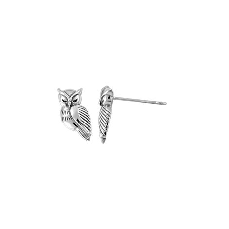 Sterling Silver Owl Stud Earrings