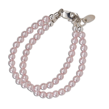 Sterling Silver Bracelet With Double Strand Pink Pearls