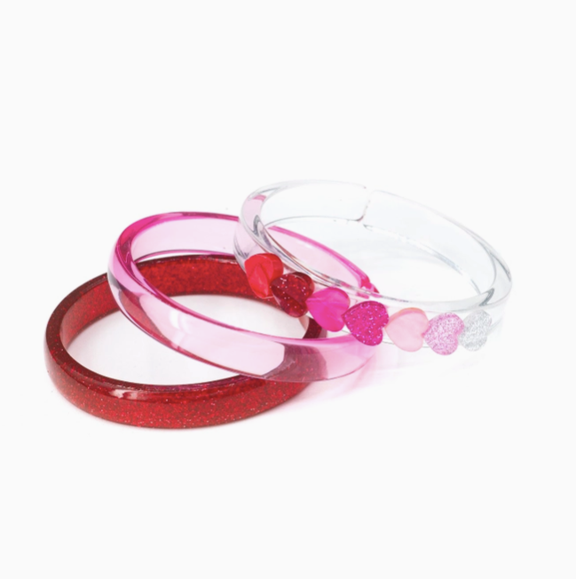 Hearts Red Pearlized Shades Bangles