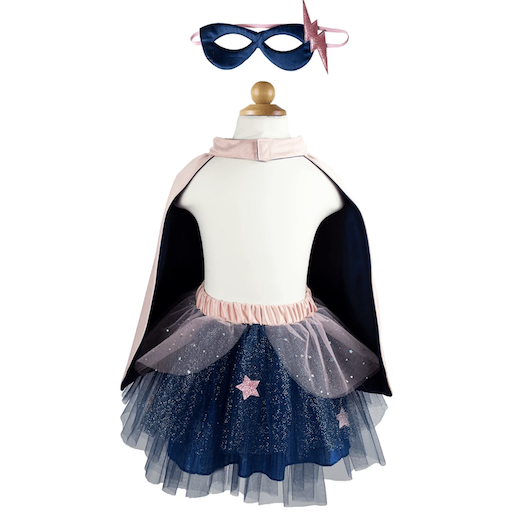 Super - Duper Tutu / Cape / Mask, Pink & Navy, 4 - 6