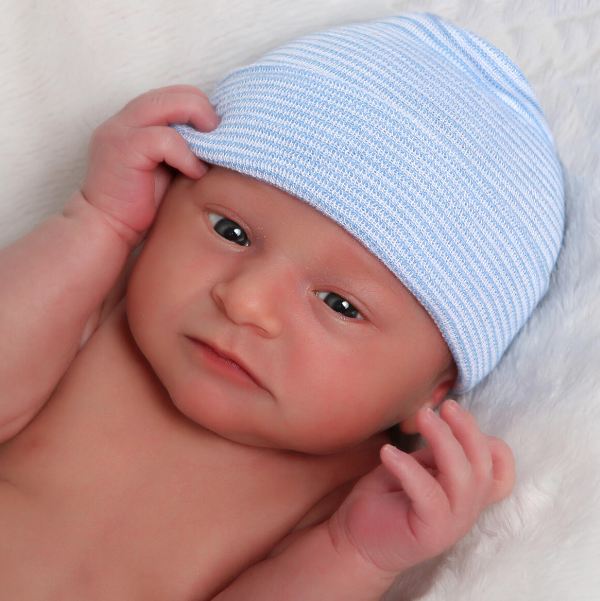 Wide Blue and White Striped Hat - NB