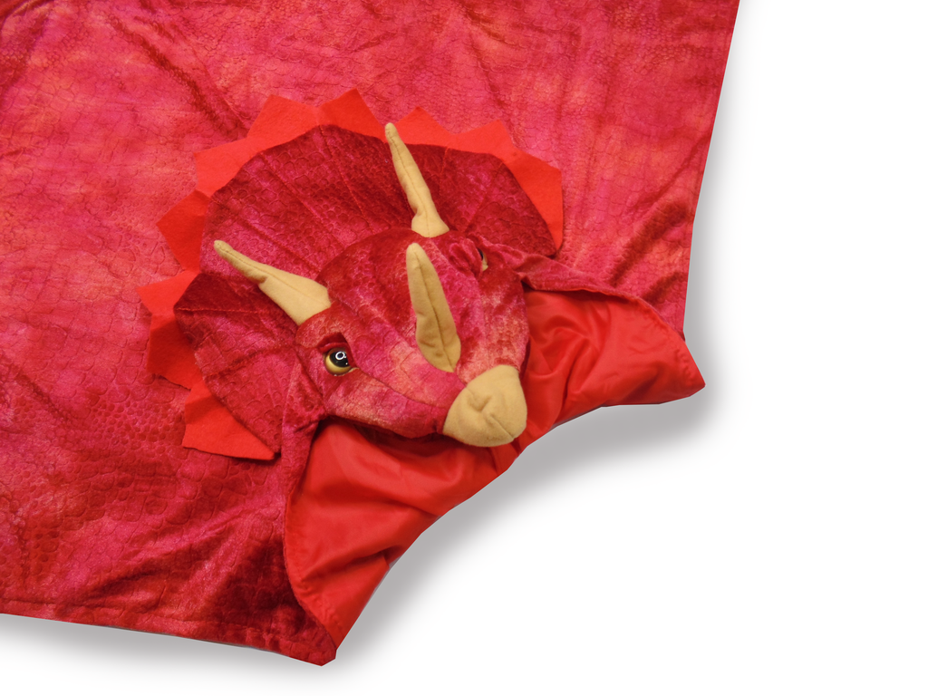 Triceratops Hooded Cape - Red - Size 4-6 Years