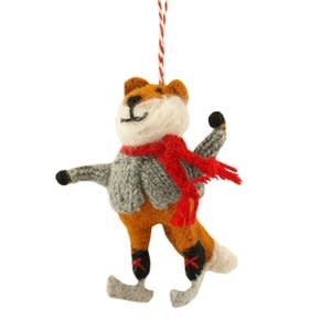 Fox With Skates Ornament