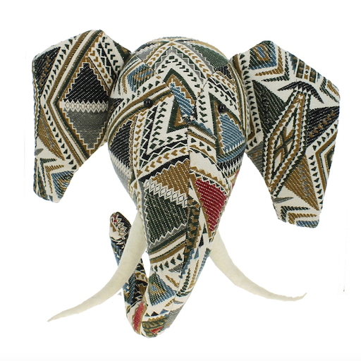 Patchwork Elephant Head Wall Mount