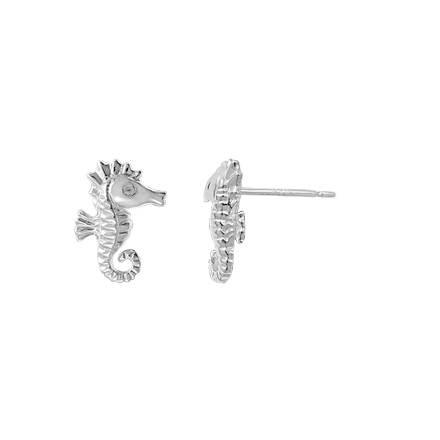 Sterling Silver Seahorse Stud Earrings