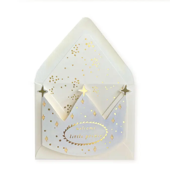 Welcome Little Prince Crown Baby Greeting Card