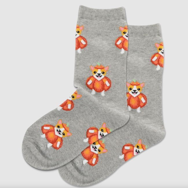 Pumpkin Corgi Crew Socks