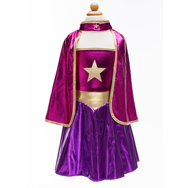 Superhero Star Dress, Cape And Headband Size 5-6