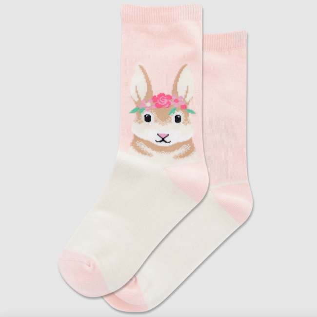 Flower Crown Bunny Crew Socks