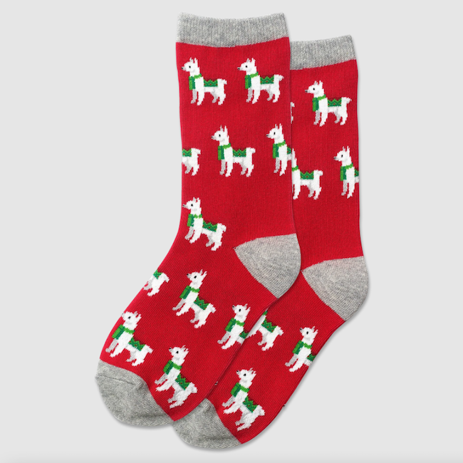 Holiday Llama Crew Socks