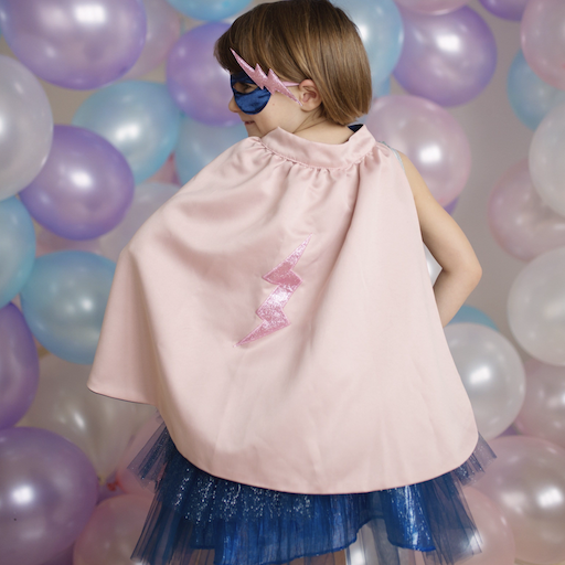 Super - Duper Tutu / Cape / Mask, Pink & Navy, 4 - 6