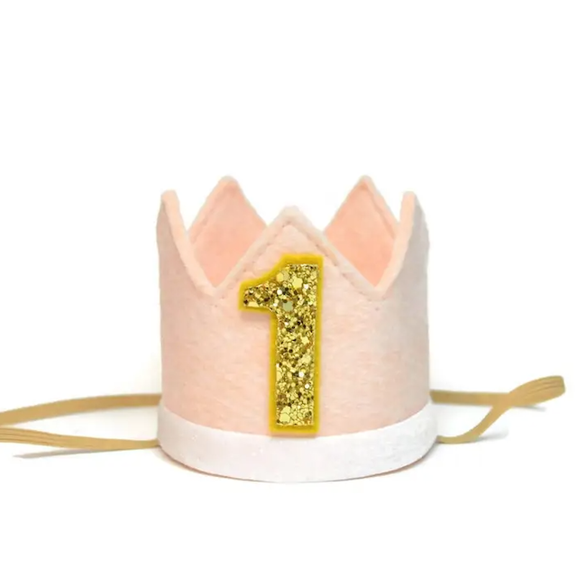 Blush Felt Crown Glitter Trim