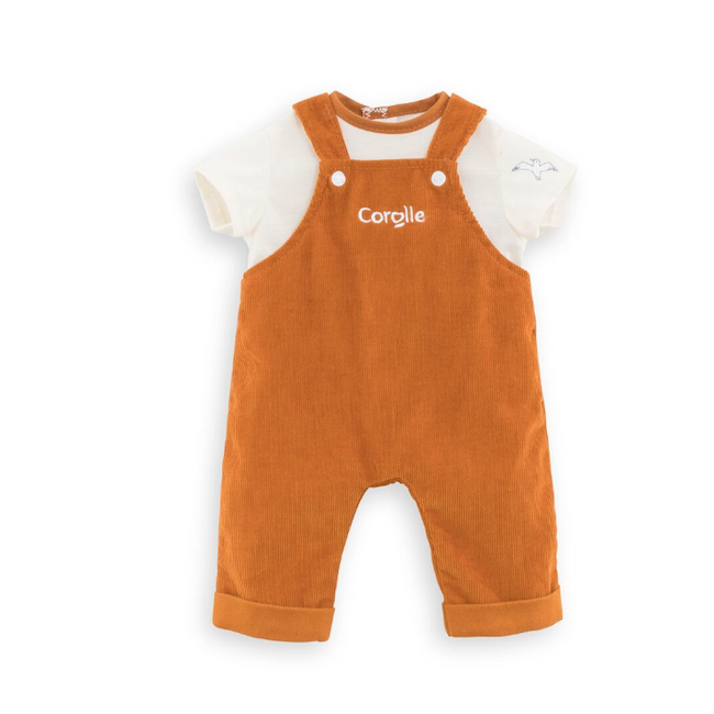 Corduroy Overalls and T-shirt for 14" Doll