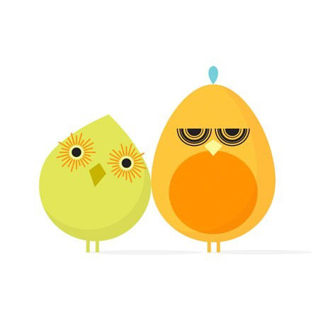 Mod Bird Couple 14X14