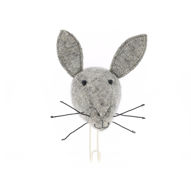 Big Single Grey Hare Coat Hook