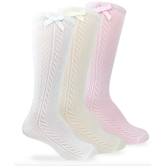 Pointelle Bow Knee High Socks