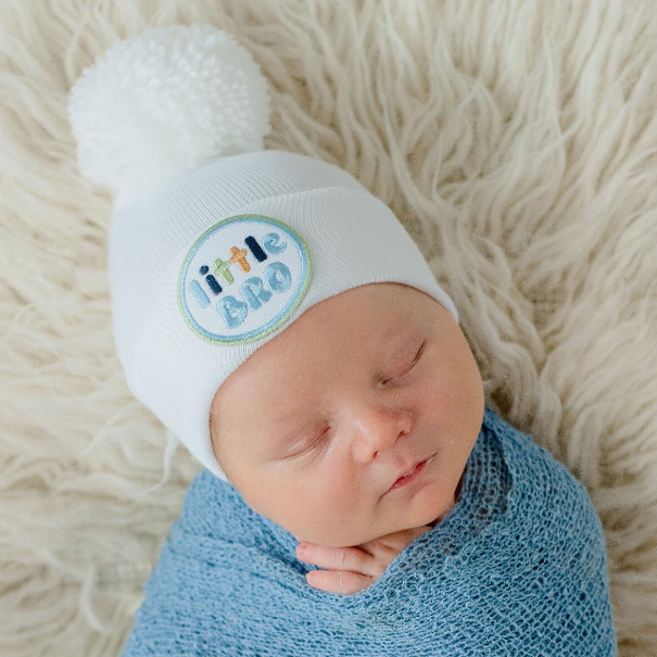 Little Bro Pom White Hat - NB