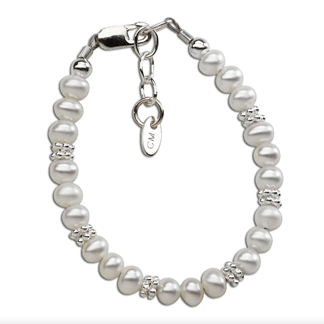 Victoria Silver Bracelet With Freshwater Pearls & Daisy Accents