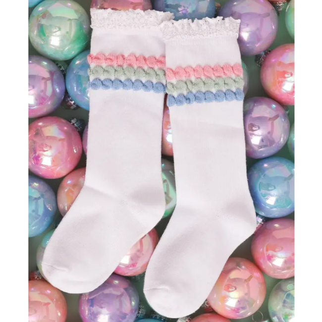 Winter Bubble Lace Top Knee High Socks