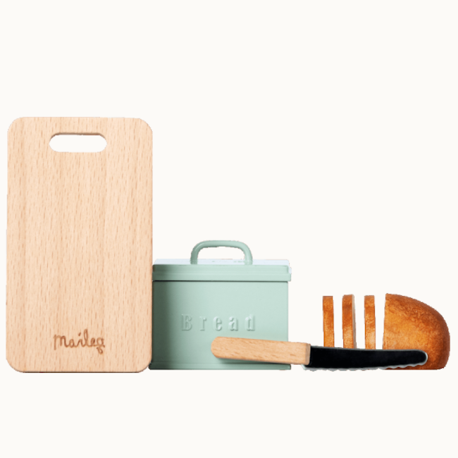 Miniature Bread Box With Cutting Board And Knife