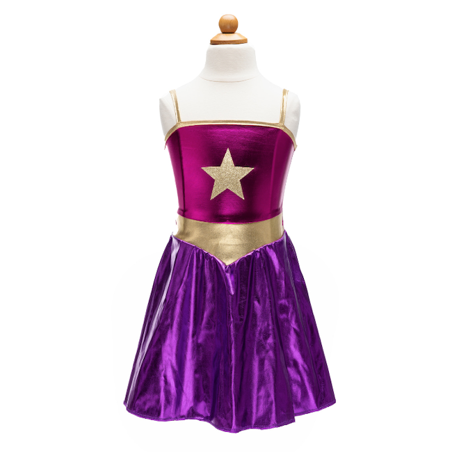 Superhero Star Dress, Cape And Headband Size 5-6