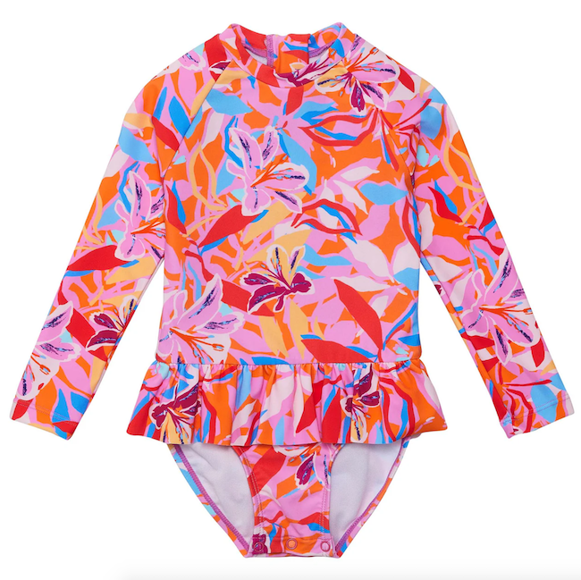 Blooming Sunset Sustainable Long Sleeve Skirt Surf Suit