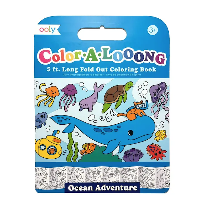 Color-A- Loong 5' Fold Out Kids Coloring Book - Ocean Adventures