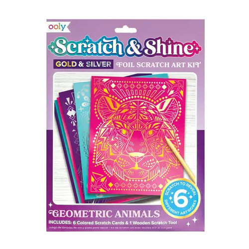 Scratch and Shine: Foil Scratch Art Kit - Geo Animals