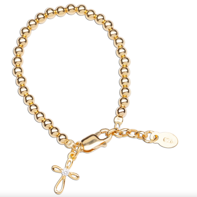 Lenox 14K Gold - Plated Bracelet With Cross Cz Charm