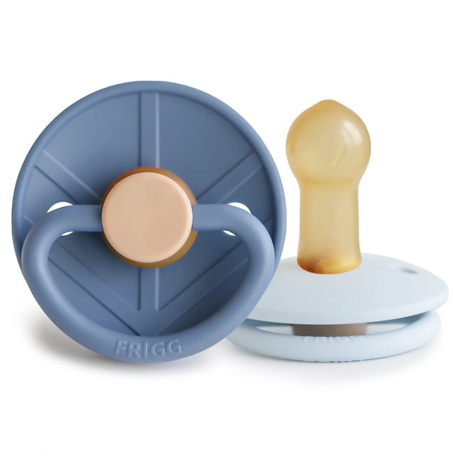 FRIGG Little Viking Natural Rubber Pacifier 2-Pack in Ocean View/Powder Blue