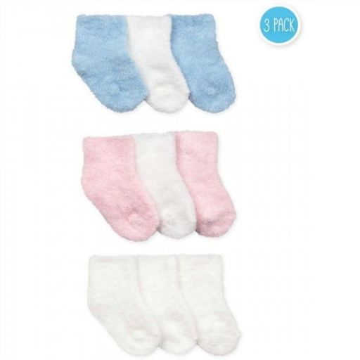 Blue Fuzzy Bootie 3 Pack Nb