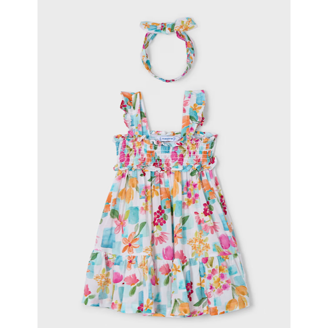 Girl Printed Dress with Headband