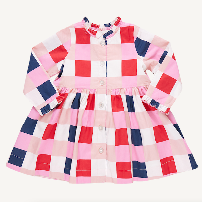 Autumn Dress - Navy Red Check